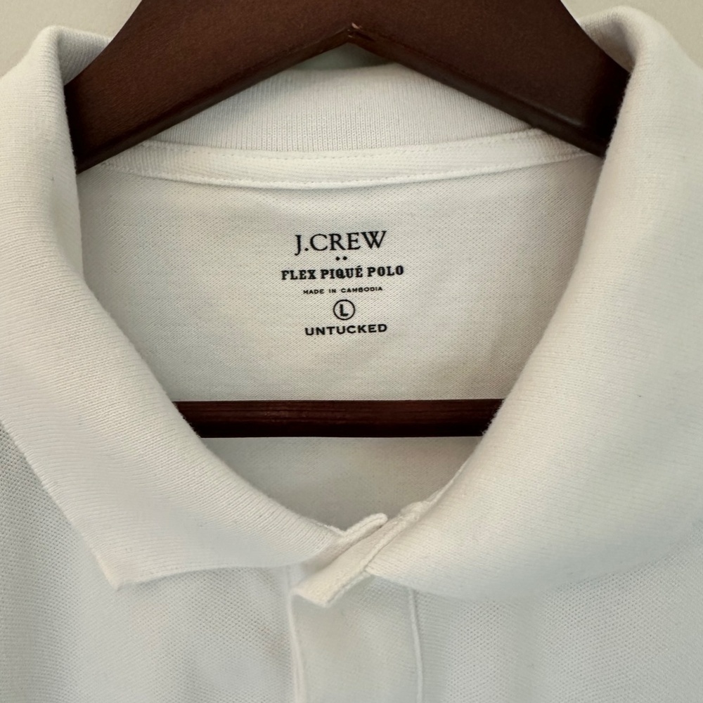 J.Crew Men’s Flex Piqué Polo — White | Size Large | Untucked Fit - Picture 3 of 5